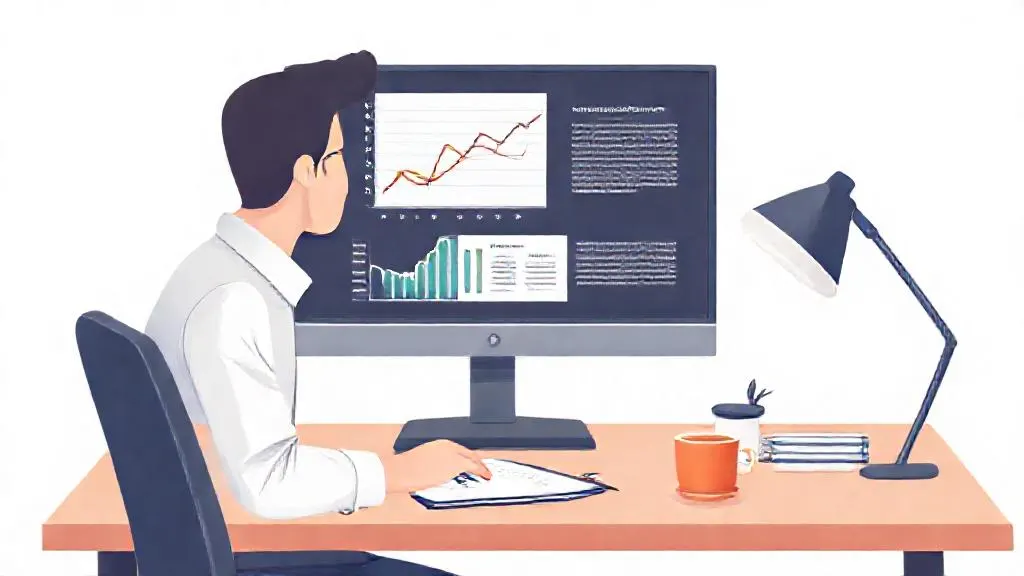 A business analyst reviewing AI-generated data insights on a laptop