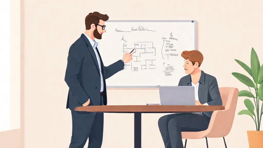 Colleagues discussing how to apply AI to a workplace task