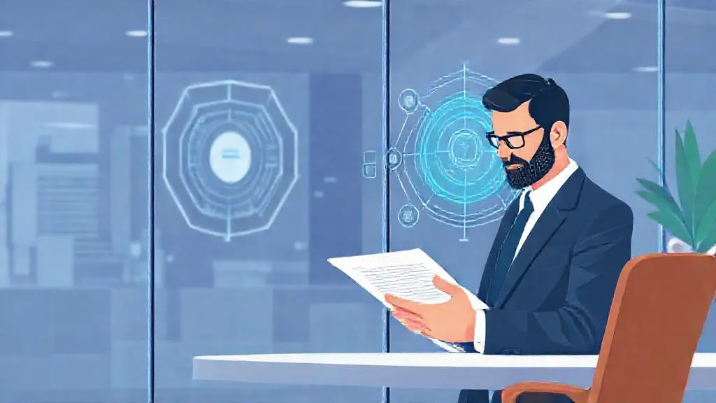 A CEO reviewing AI-informed strategy on a tablet.