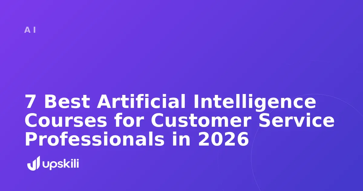 Title card reading "7 Best Artificial Intelligence Courses for Customer Service Professionals in 2026"