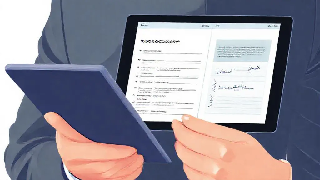 Person comparing AI course options on a tablet with a checklist in the foreground.