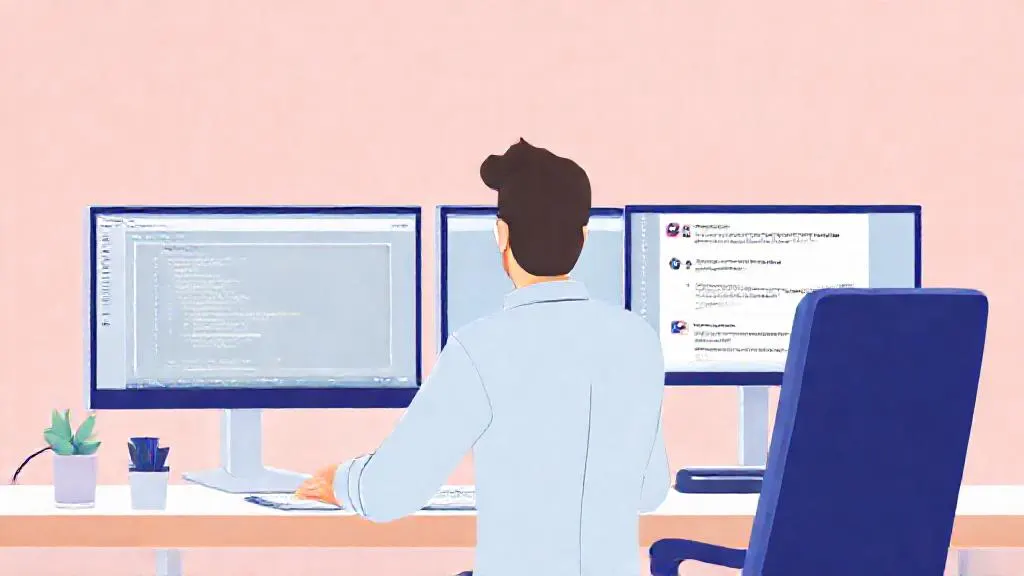 Engineer reviewing AI-assisted code suggestions in a pull request