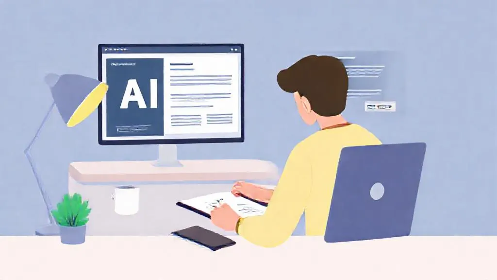 Freelancer editing a client proposal with an AI tool open on a second screen