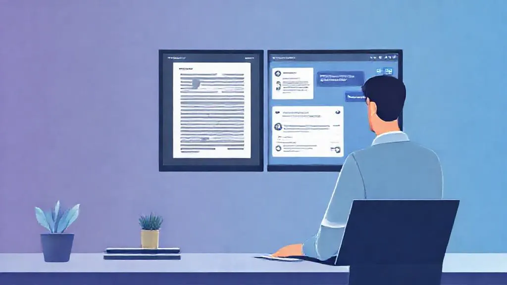 Professional using AI to summarise a long document for a team update.