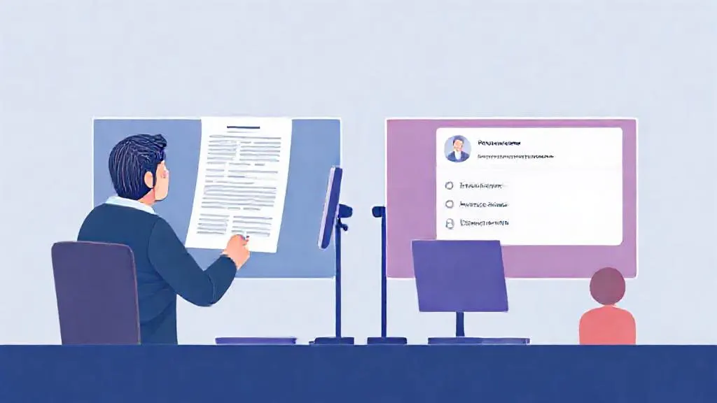 Split-screen showing AI document analysis next to a public records search for fact-checking.