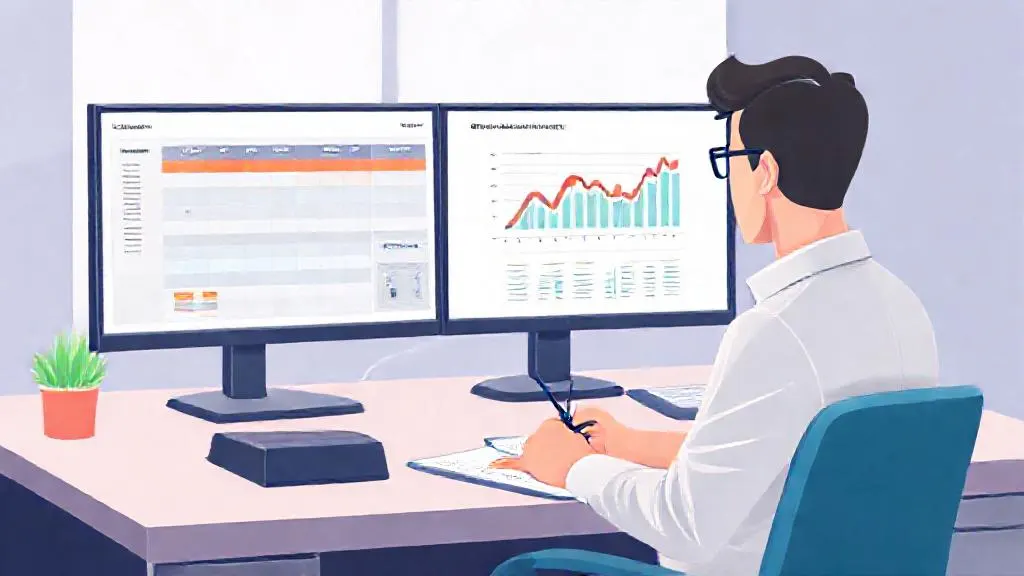 Operations manager reviewing an AI demand forecast next to a production schedule
