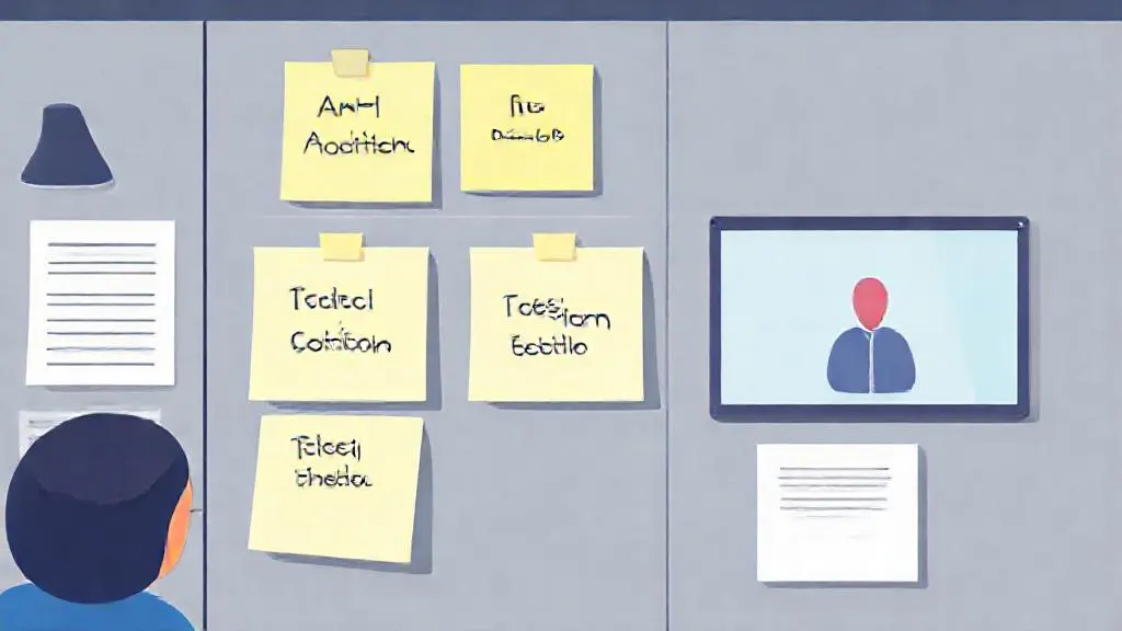 A project plan for a graduate's first AI portfolio piece, shown on sticky notes