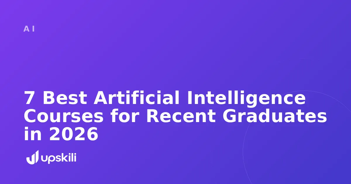 Title card reading "7 Best Artificial Intelligence Courses for Recent Graduates in 2026"