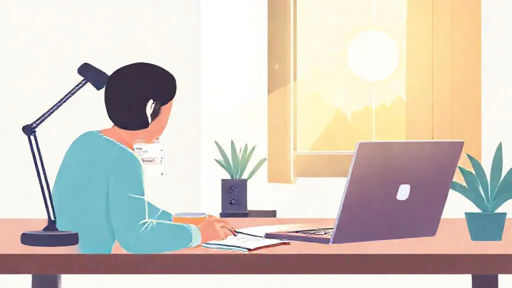 Remote worker editing an AI-drafted async update on a laptop