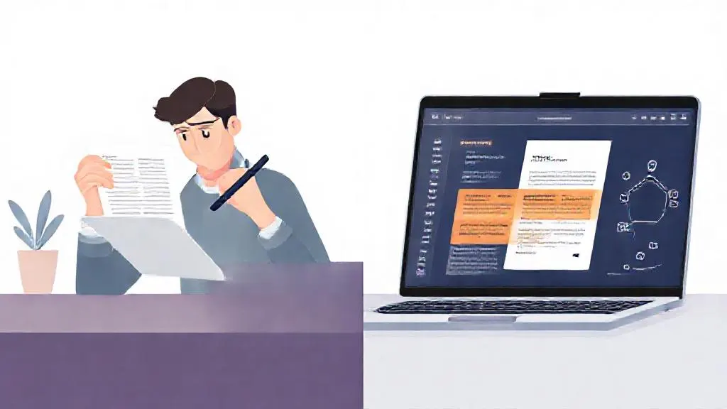 Student comparing a research paper with an AI-generated summary