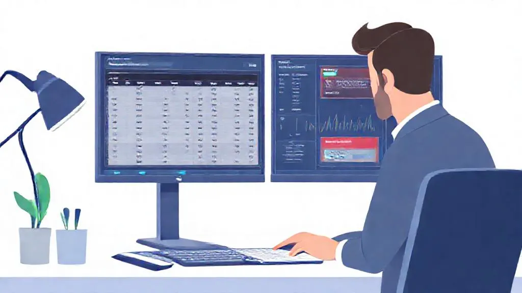 Accountant reviewing AI-flagged anomalies in financial data
