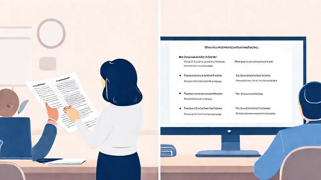 Teacher comparing a printed lesson plan with an AI-generated differentiated version on a screen