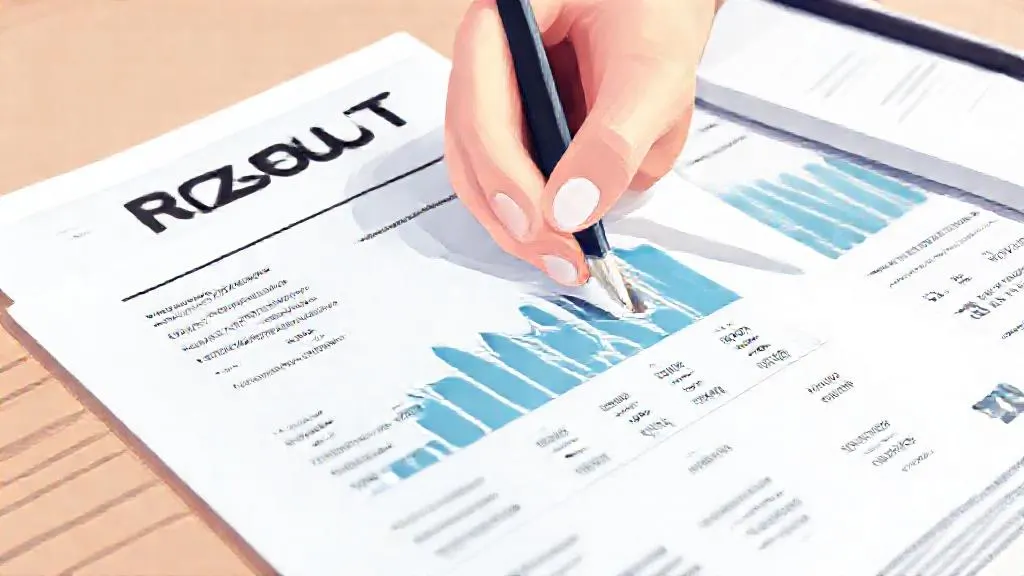 Financial report with handwritten notes, showing variance analysis