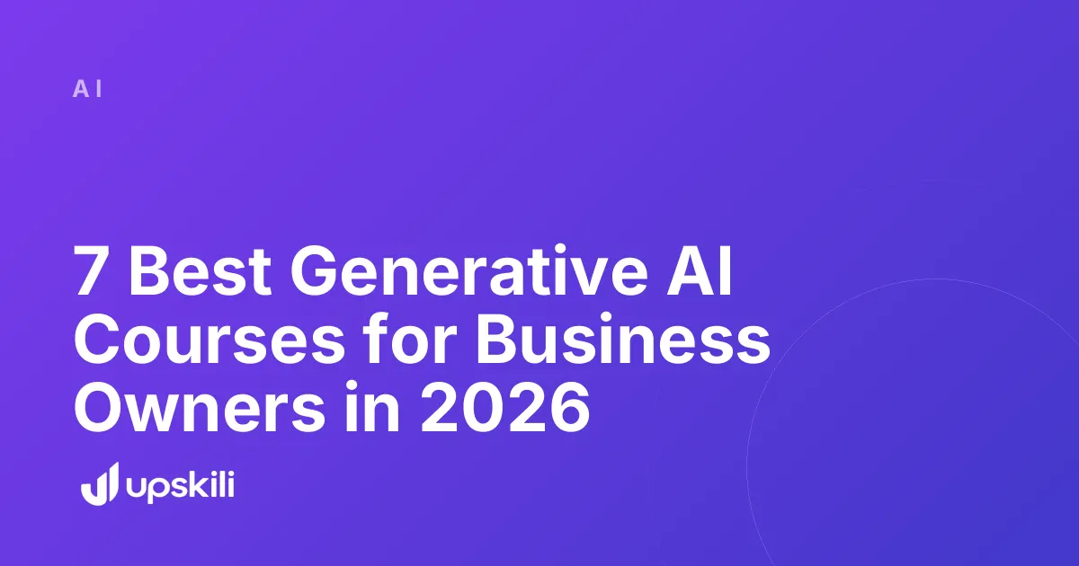 Title card reading "7 Best Generative AI Courses for Business Owners in 2026"