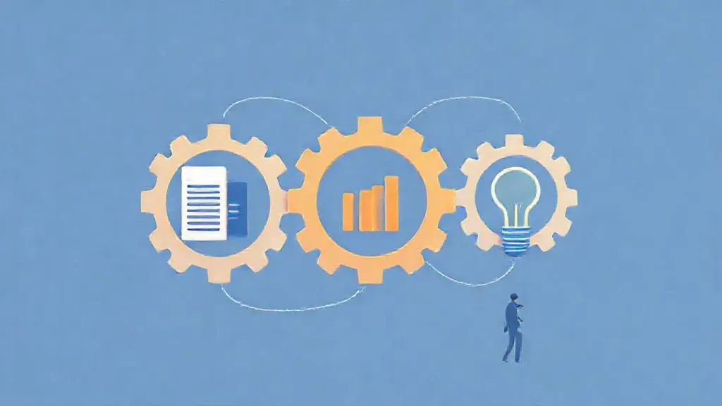 Illustration showing the integration of AI skills with document, data, and idea generation tasks.