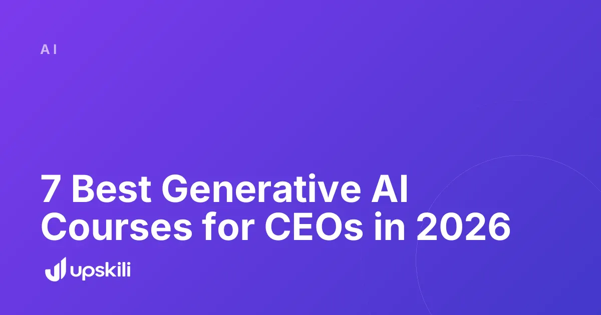Title card reading "7 Best Generative AI Courses for CEOs in 2026"