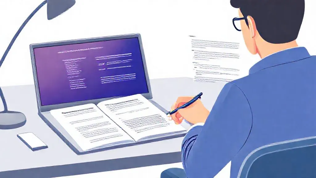Consultant reviewing an AI-generated proposal draft at a desk