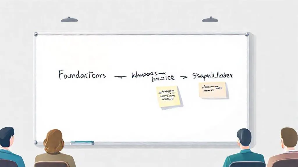 A whiteboard sketch of a three-phase learning path for data analysts with generative AI courses mapped to each phase.