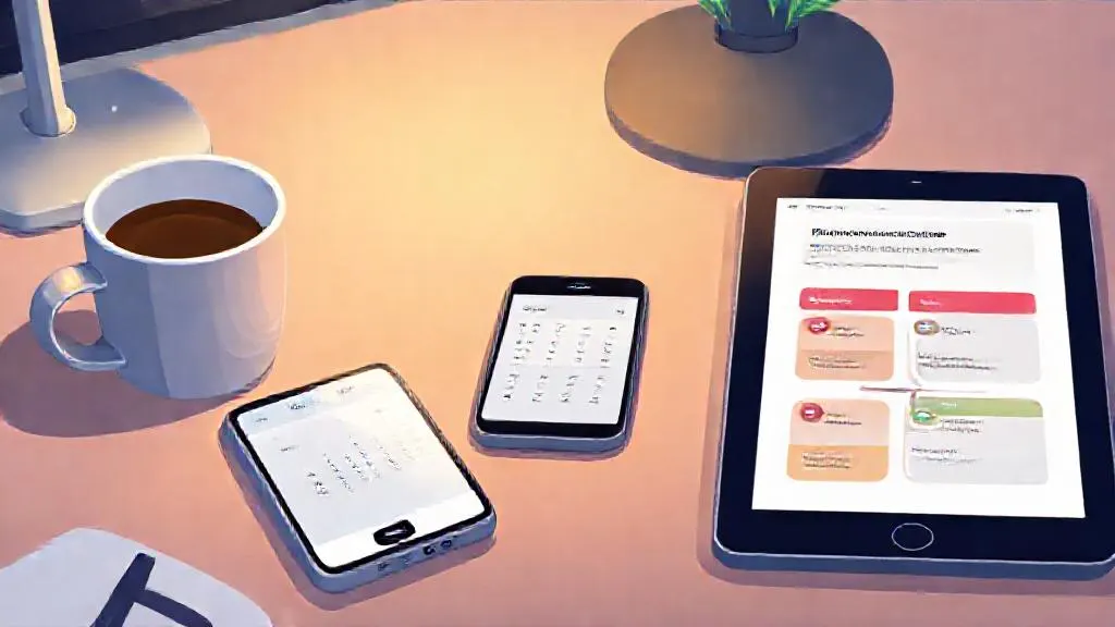 A tablet displaying a personalised AI learning path next to a phone and coffee