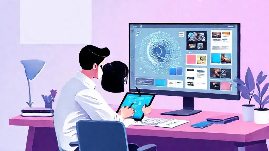A designer refining an AI-generated visual concept on a digital tablet.
