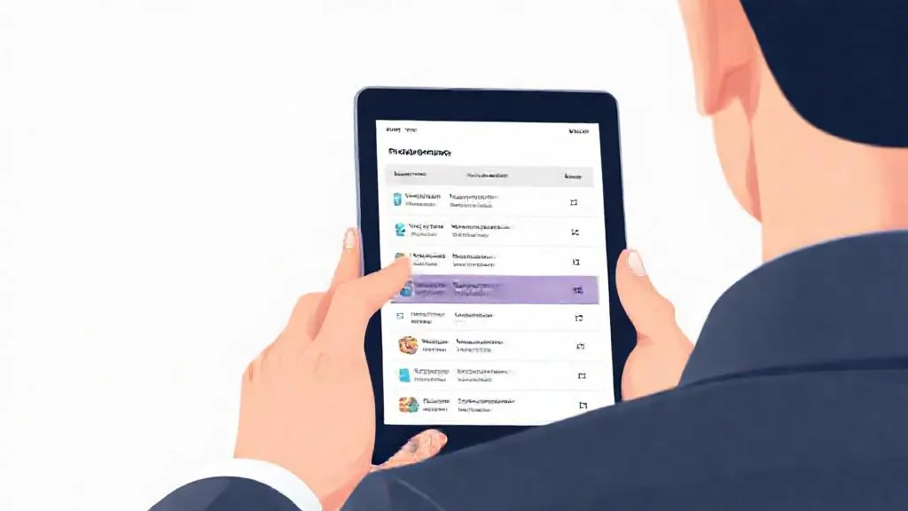 A person comparing generative AI courses on a tablet, with one course highlighted for selection.