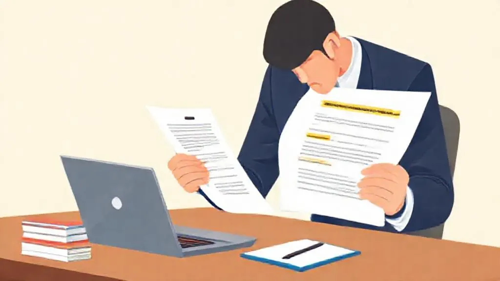 Lawyer comparing AI-generated contract summary with the original document