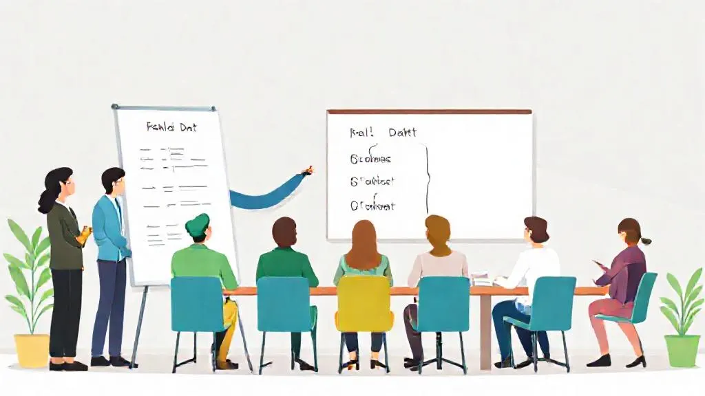 NGO team mapping an AI workflow for programme reporting on a whiteboard