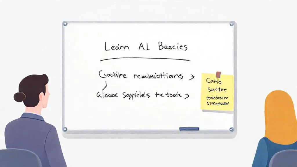 Whiteboard drawing of a learning path for a recruiter learning AI