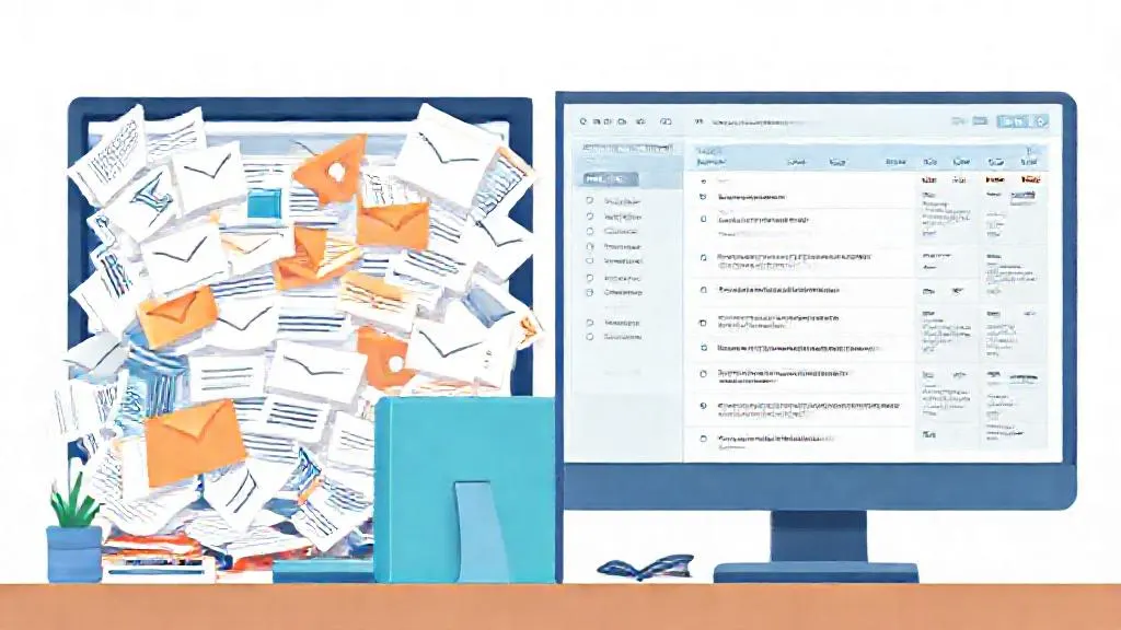 Before and after concept of using AI to organise a messy digital workflow