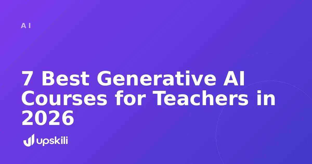 Title card reading "7 Best Generative AI Courses for Teachers in 2026"