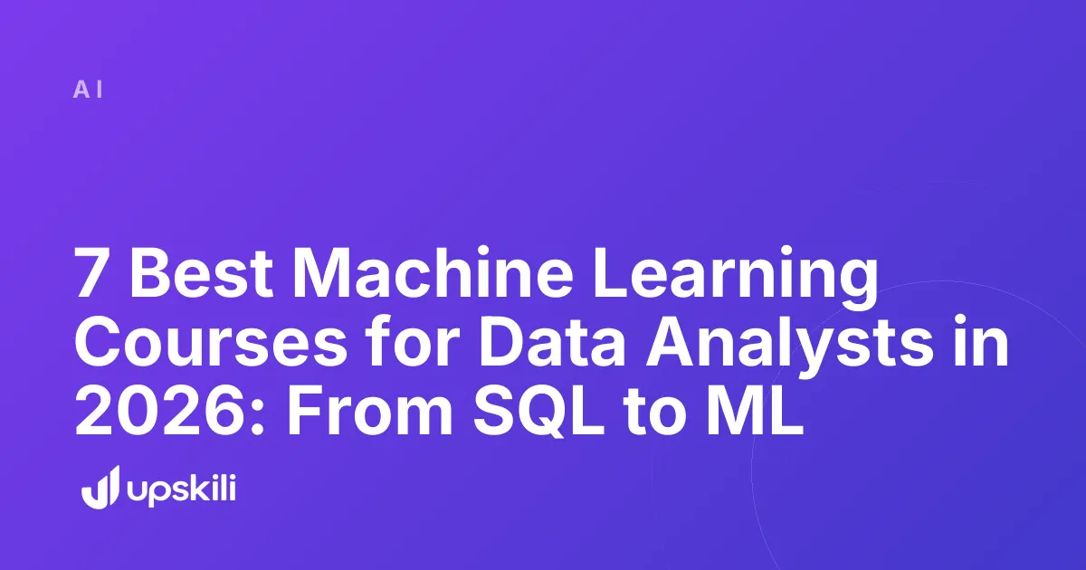 Title card reading "7 Best Machine Learning Courses for Data Analysts in 2026: From SQL to ML"