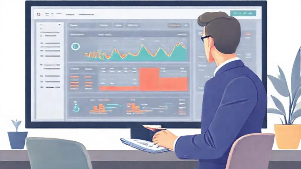 Finance professional reviewing a machine learning-enhanced forecast dashboard.