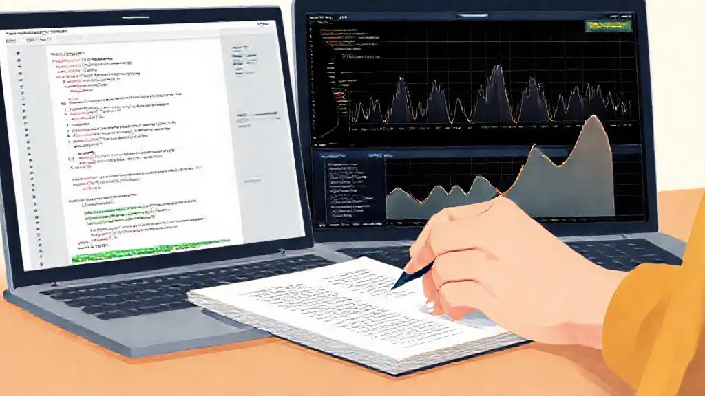 Hands taking notes while working on an anomaly detection model in Python.