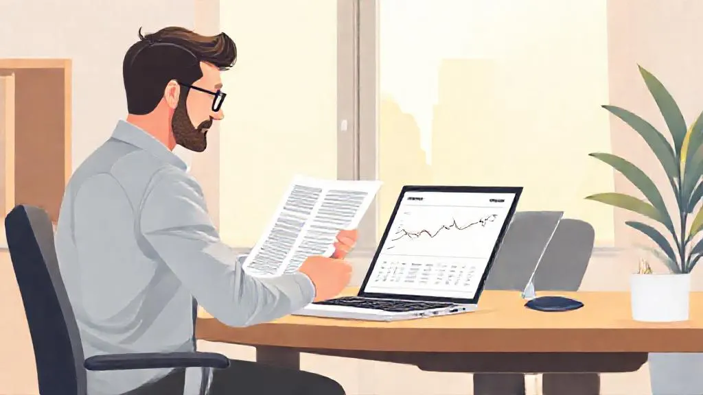 A manager and colleague reviewing a performance report together at a desk.